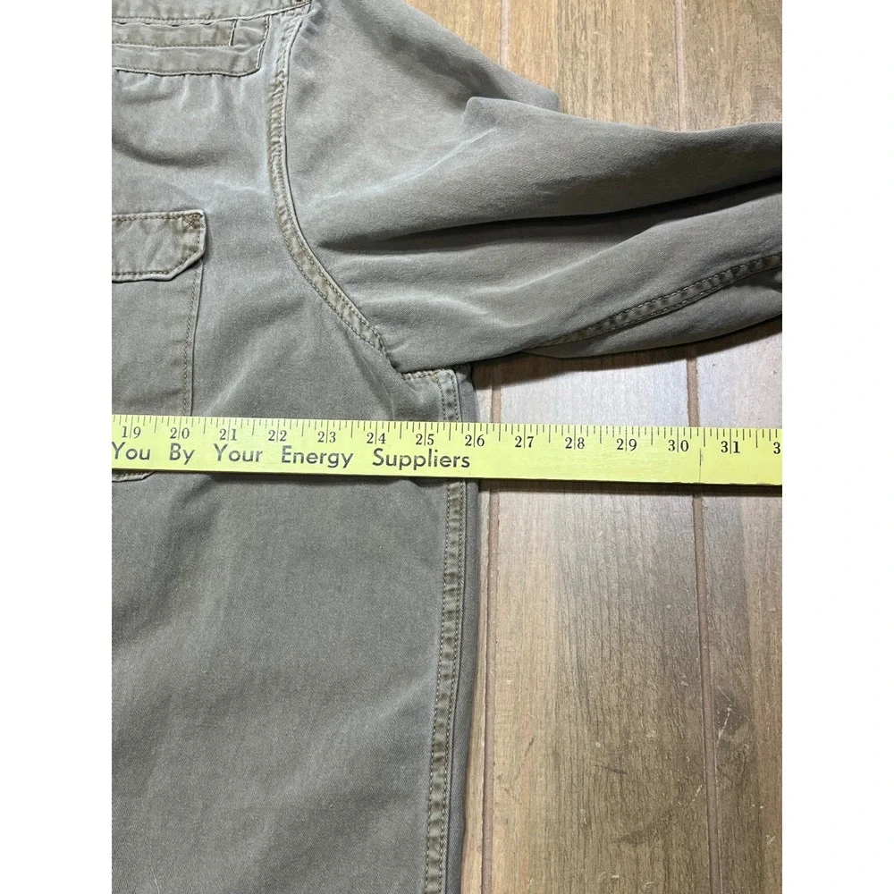 Levis Mens Utility Button Down Shirt Khaki Green Long Sleeve Cotton Large heavy